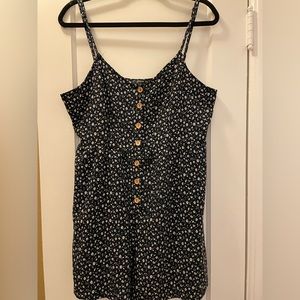 SHIEN 0XL Black White Floral Ditsy Romper Dress 🖤🤍